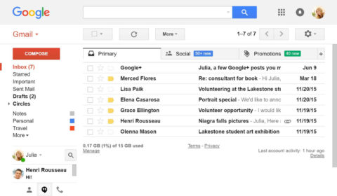 gmail interface