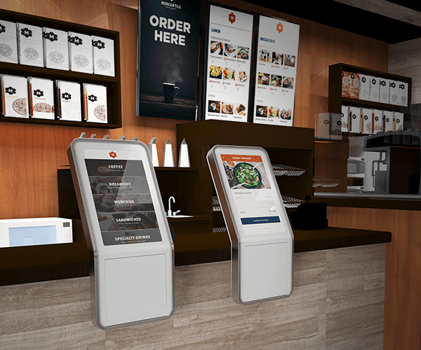 self-ordering kiosk in cafe